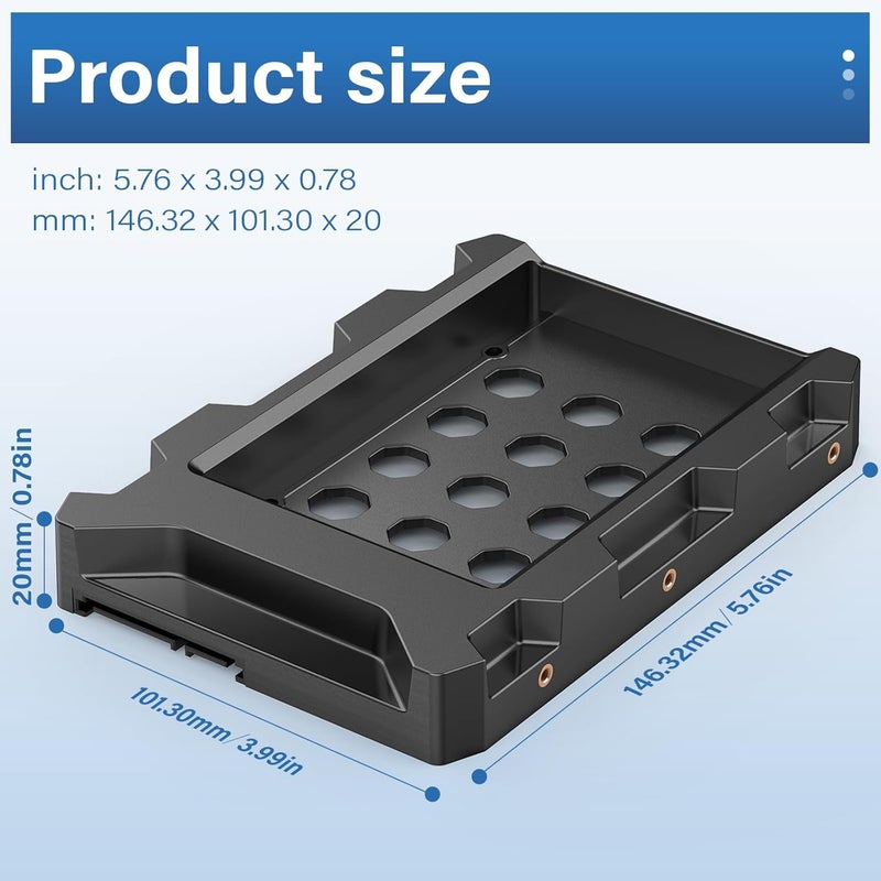 EJAY 2.5 to 3.5 Hard Drive Adapter for SSD/HDD, SATA III Mounting Bracket with with Cooling Vents, Fits 7/9.5/12.5mm Hard Drives, 1 Pack - Image 3